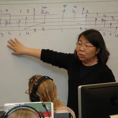 Music instructor in front of class